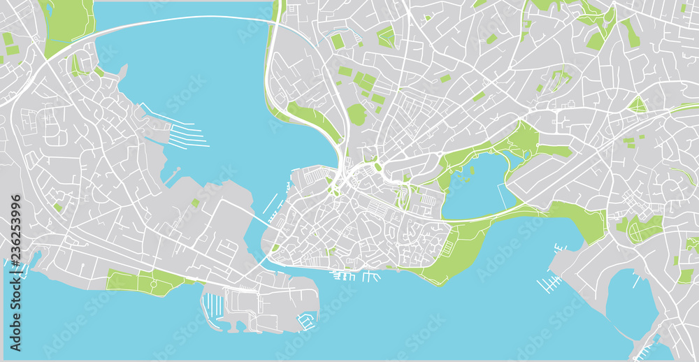 Fototapeta premium Urban vector city map of Poole, England