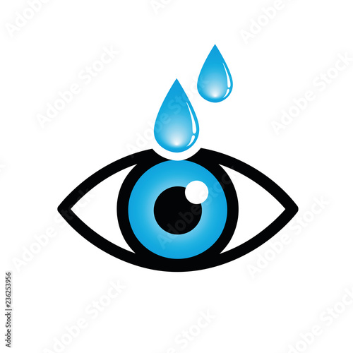 blue eye with eye drops icon isolated on white background vector illustration EPS10