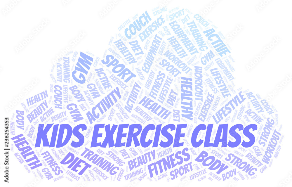 Obraz premium Kids Exercise Class word cloud.