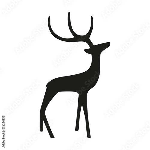 gallant reindeer silhouette isolated on white background vector illustration EPS10