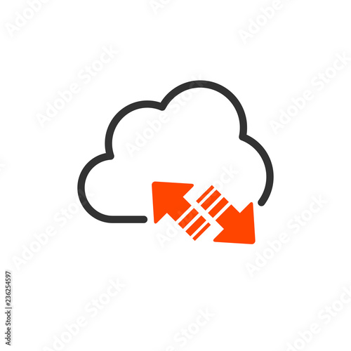 Cloud upload and download or sync linear icon with editable stroke. vector illustration isolated on white background.