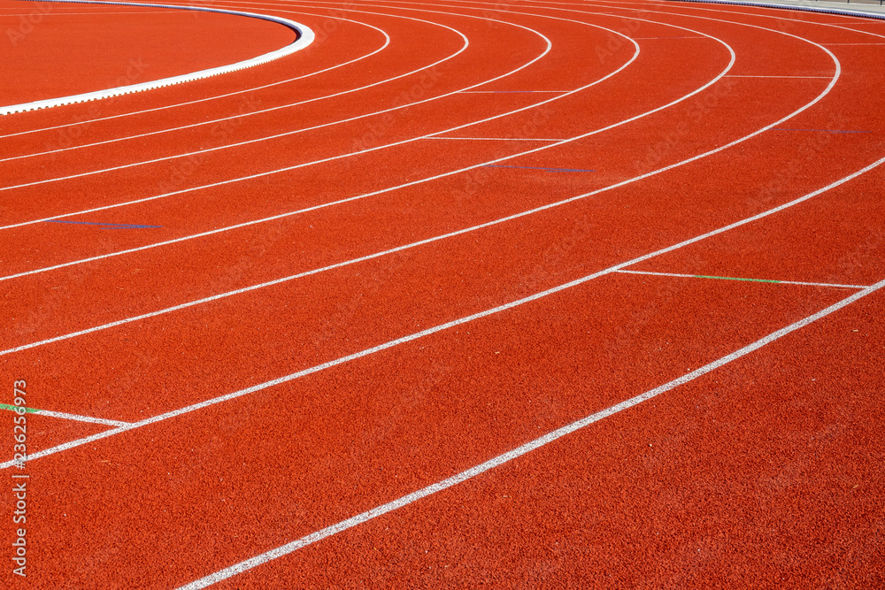 Red running track for athletics at stadium