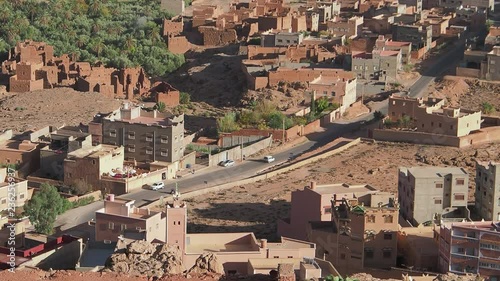 Looking down on the Todra Gorge and the villages near Tinghir,  Morocco photo