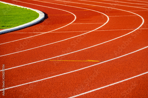 Red running track for athletics at stadium