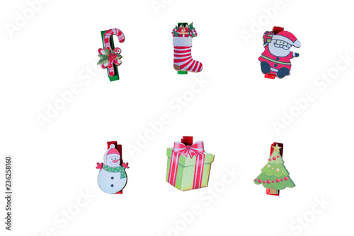 Christmas composition. Christmas toys and accessories on white background