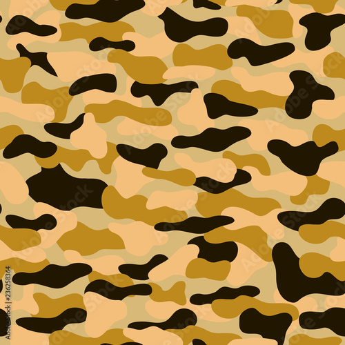 Сamouflage vector seamless pattern. Military disguise for the desert. Khaki texture. Can be used as print on clothes, wrapping paper, design of banners.