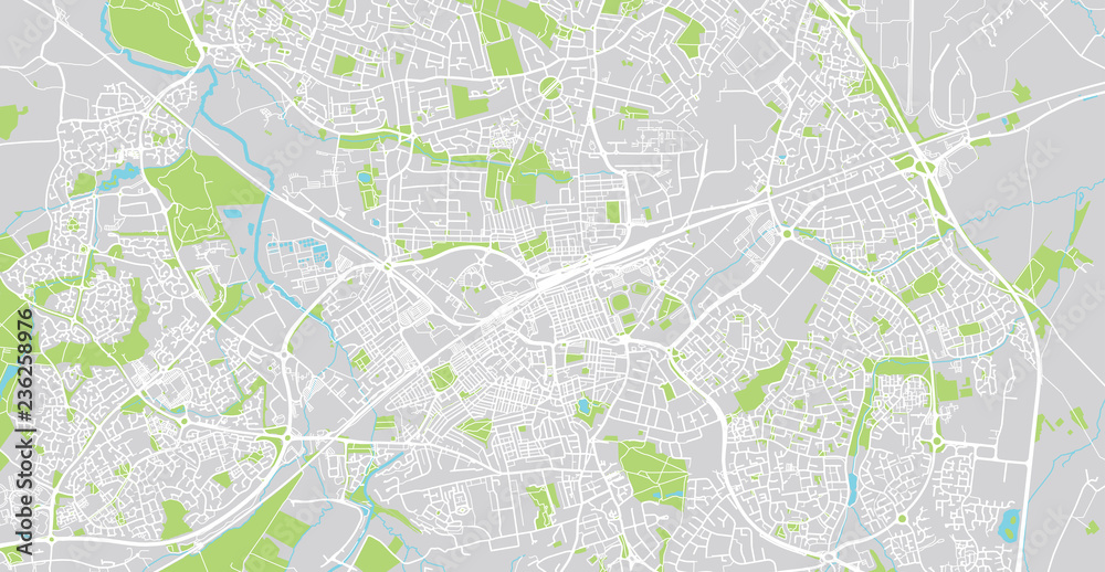 Urban vector city map of Swindon, England