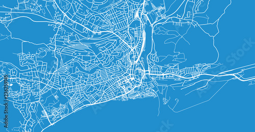 Urban vector city map of Swansea, Wales