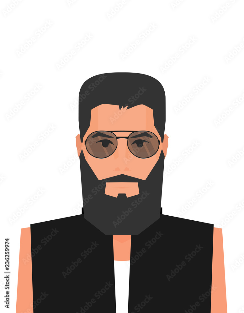 Flat cartoon hipster character, vector illustration Flat cartoon hipster character, vector illustration