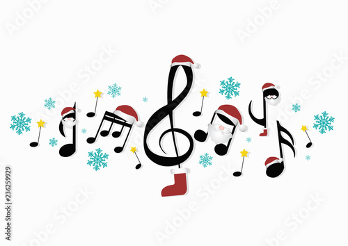 musical notes with Christmas decorations