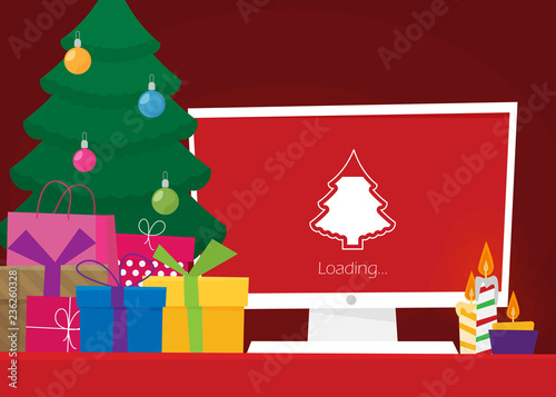  Geek Happy New Year and Christmas Card flat vector