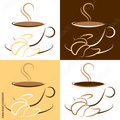 Coffeecups & Croissant photo