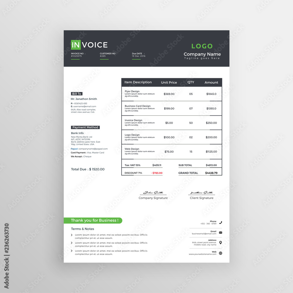 Corporate Editable Invoice Template Corporate Editable Invoice Template