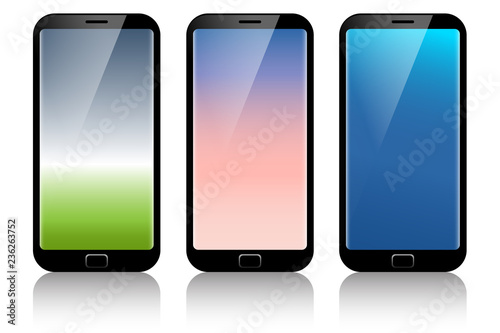 mobile screen with color gradient background and gloss glass design,vector