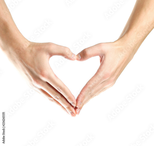 Hands make a heart. Isolated on white background.