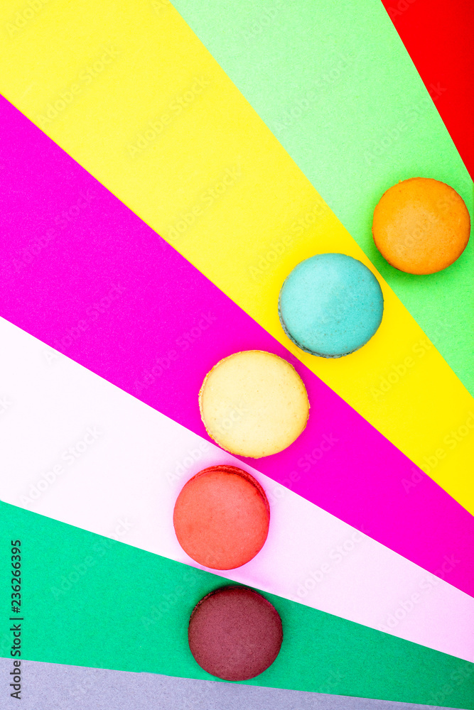 Colorful macarons cakes. Small French cakes. Colorful macarons cakes. Small French cakes.