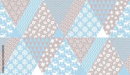 Tender blue and beige Christmas seamless pattern.