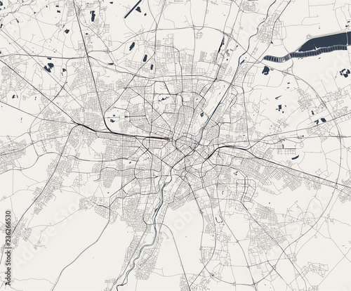 map of the city of Munich, Bavaria, Germany