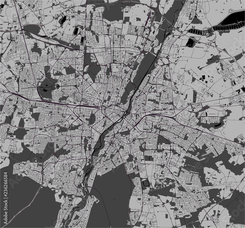 map of the city of Munich, Bavaria, Germany