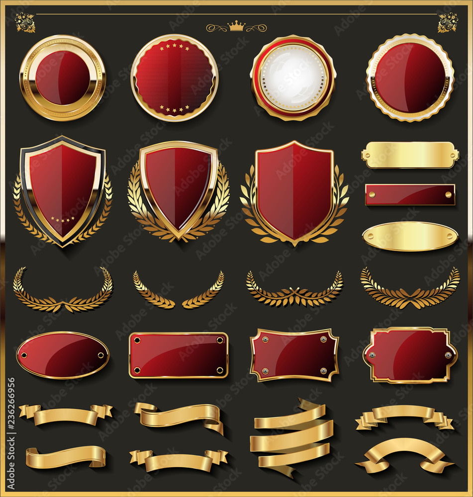 Luxury gold badge and labels design elements collection Luxury gold badge and labels design elements collection