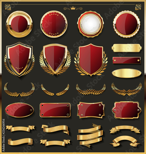 Luxury gold badge and labels design elements collection 