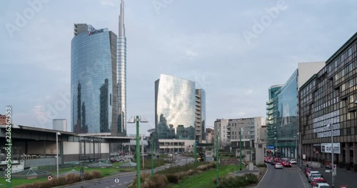 Milan, Italy: Modern buildings of Piazza Gae Aulenti, important financial district in Milan. T photo