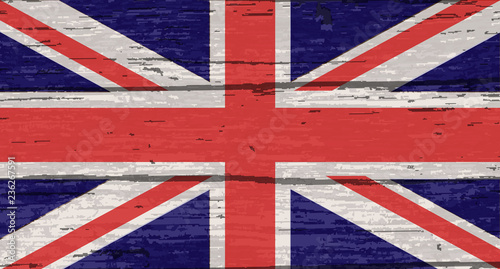 Union Jack UK Flag On Old Timber