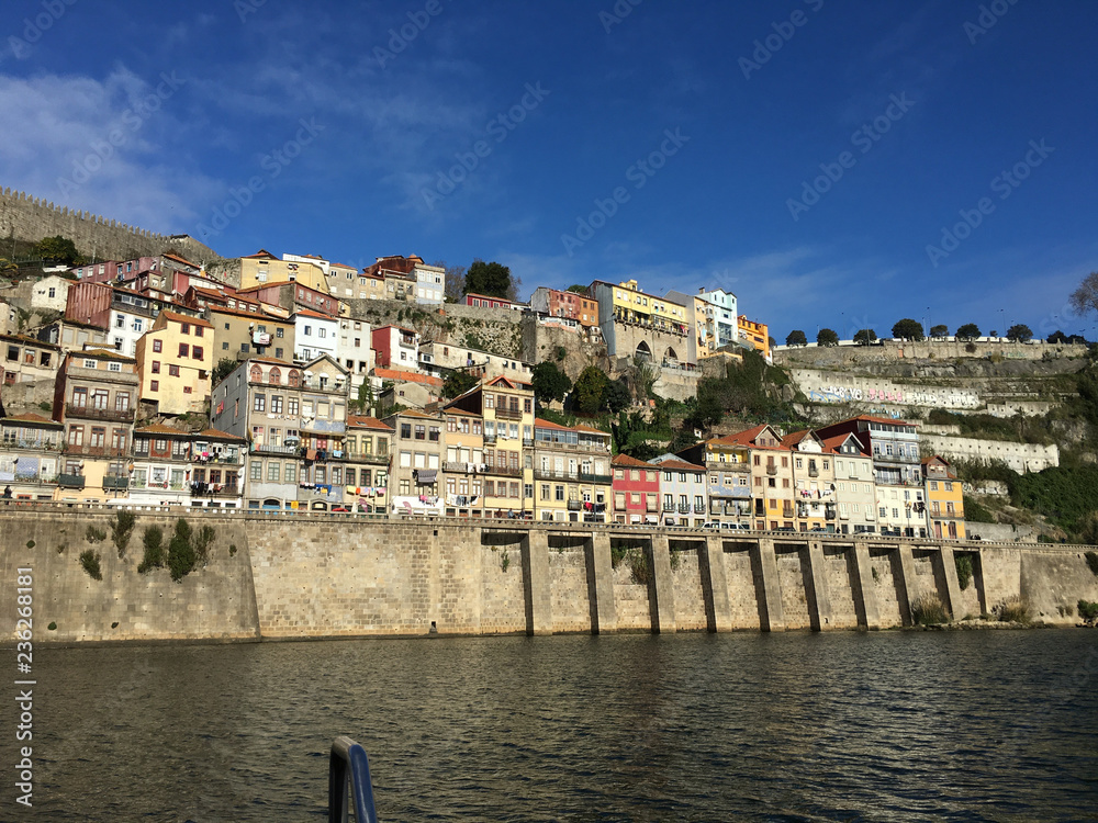 Porto, Portugal, Douro, December 2015: view of the Porto docks from the Douro