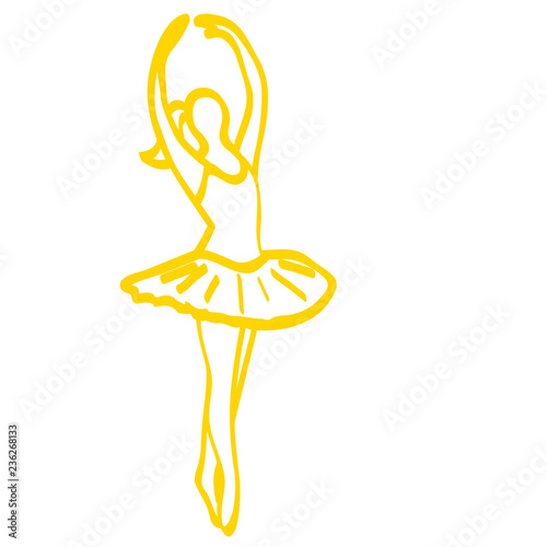 Handgezeichnete Ballerina in gelb