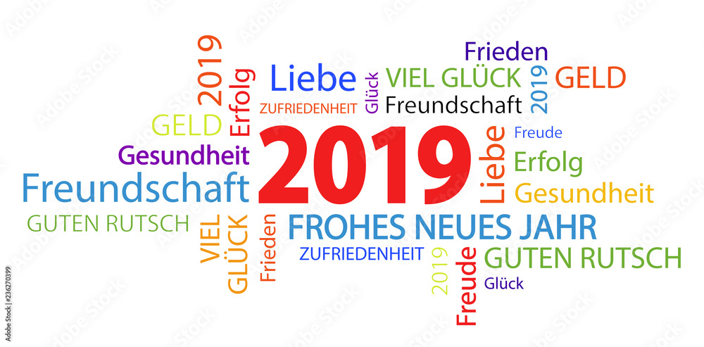 word cloud with new year 2019 greetings