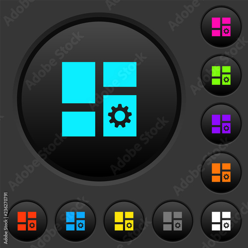 Dashboard settings dark push buttons with color icons