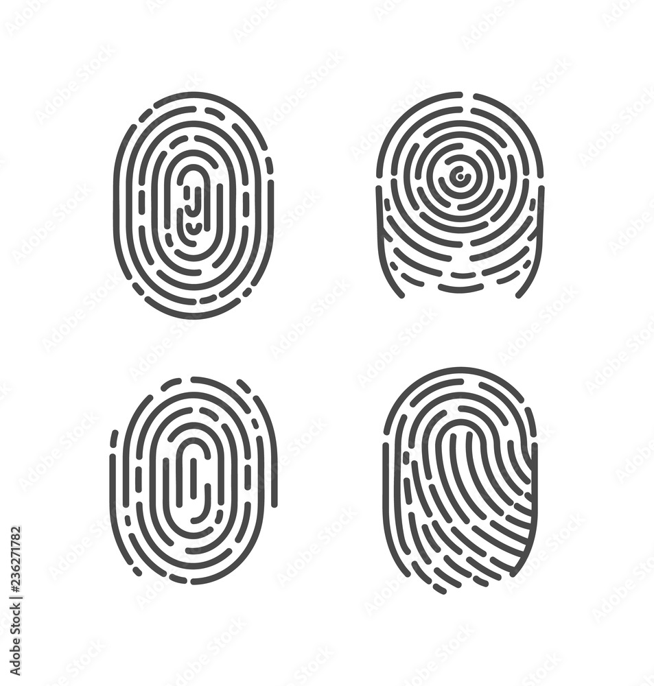 Identification Fingerprints Sketches Set Vector Identification Fingerprints Sketches Set Vector