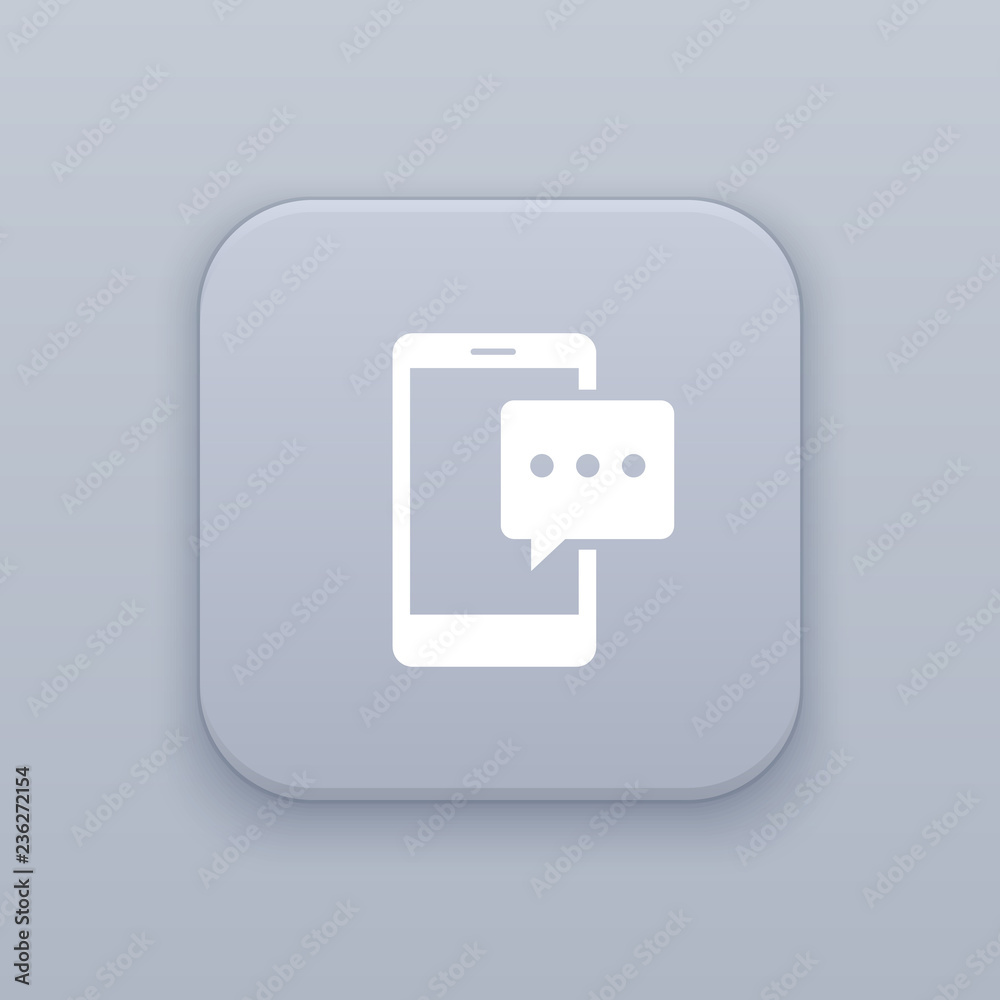 Message on the smartphone, gray vector button with white icon Message on the smartphone, gray vector button with white icon