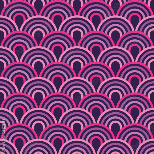 Modern line semicircles abstract geometric seamless pattern.