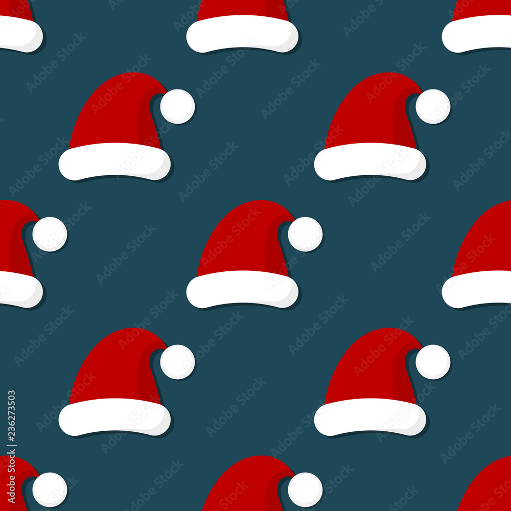 Santa Claus hats on blue background Santa Claus hats on blue background