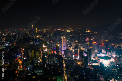 Aerial city nightscape