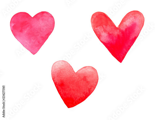Set hearts watercolor day Valentine's Day greeting card congratulation invitation