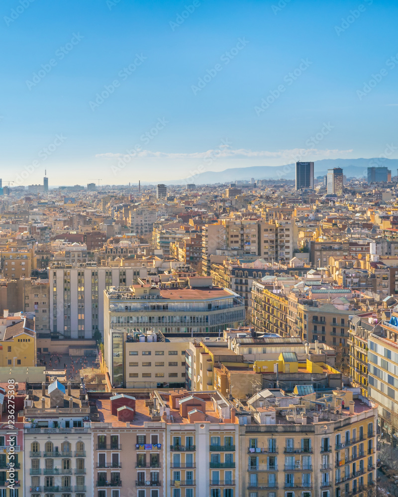 Aerial View Barcelona City, Spain