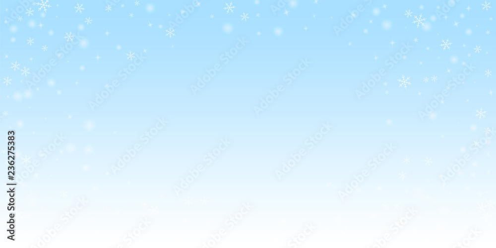 Sparse glowing snow Christmas background. Subtle f