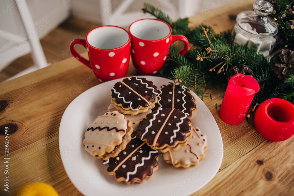 Christmas cookies. Preparation for the holiday. The concept of family values
