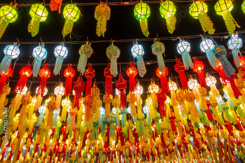 Beautiful lanterns in the lantern festival in Thailand