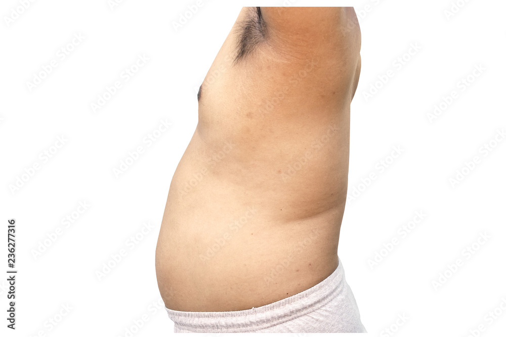 fat body of man on white background fat body of man on white background