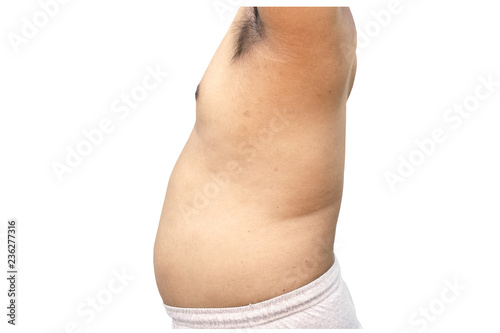 fat body of man on white background
