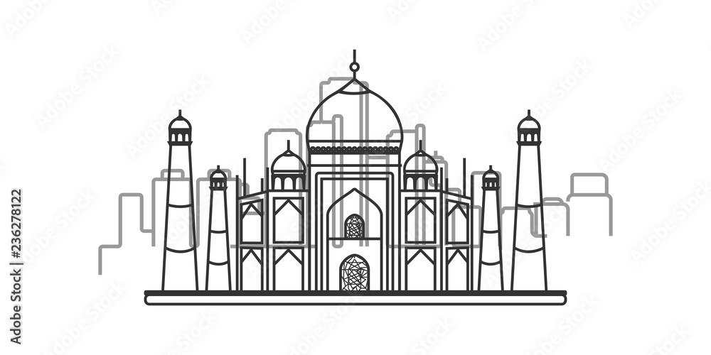 cityscape of Agra outline illustration