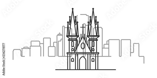 cityscape of Prague outline illustration