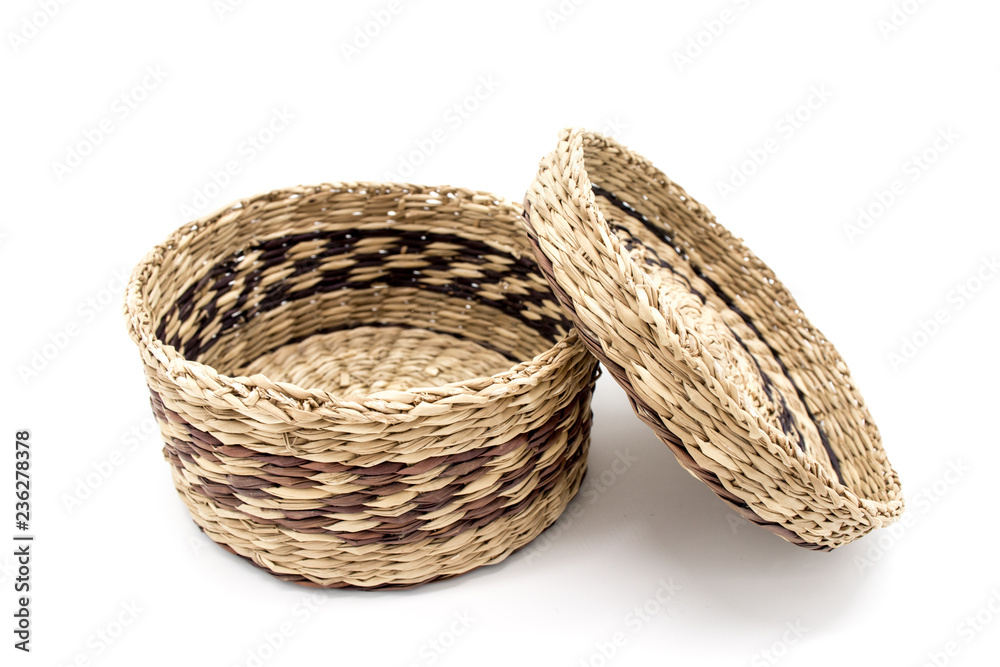 Isolated wicker basket on a white background