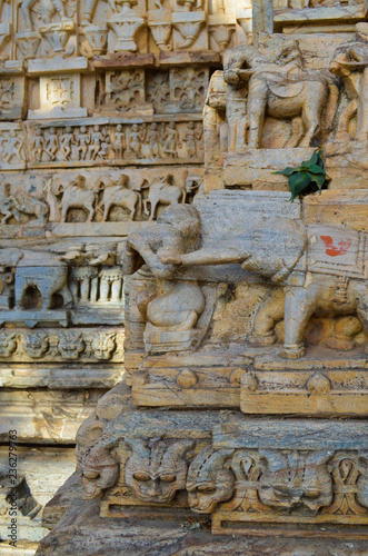 Détail sculpté, Temple, Udaipur, Rajasthan, Inde (2)