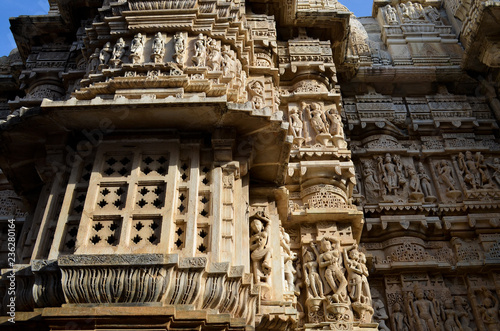 Détail sculpté, Temple, Udaipur, Rajasthan, Inde