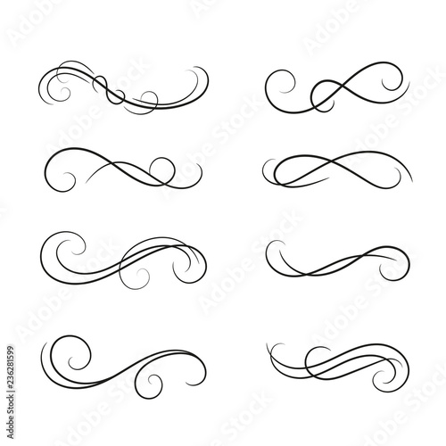 Set of curls and scrolls design element.