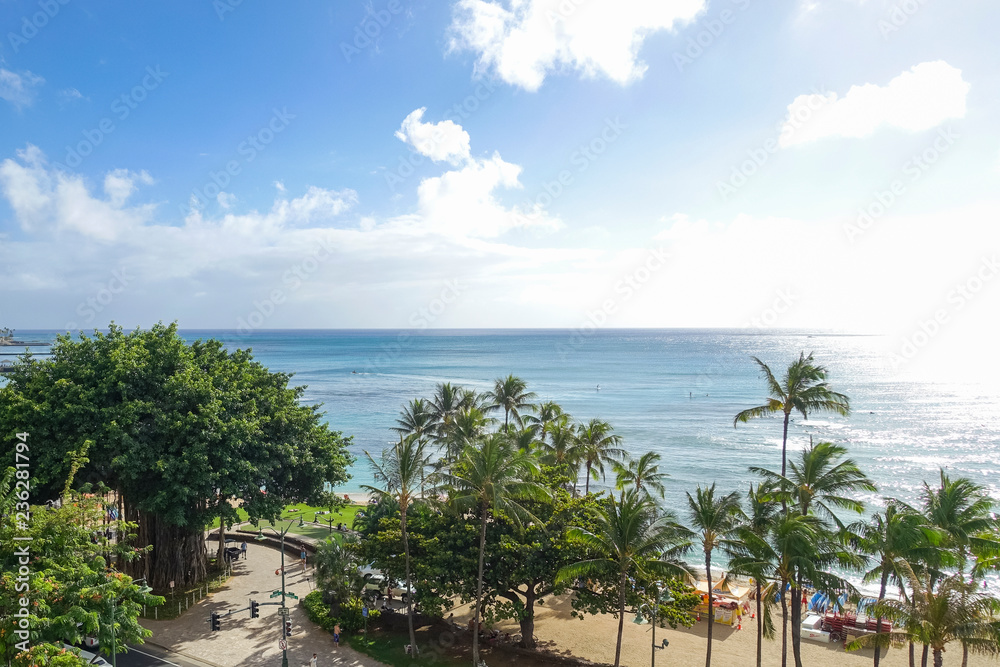 high angle view of waikiki beach, O'ahu, Hawaii